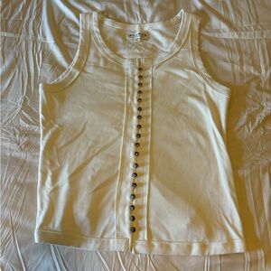 Idyllwind really stretchy tank top, white in color, stones as buttons